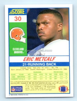 1990 Score #30 Eric Metcalf Cleveland Browns