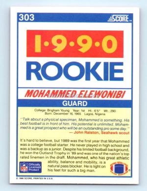 1990 Score #303 Mohammed Elewonibi BYU Cougars Rookie Card