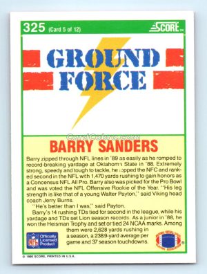 1990 Score #325 Barry Sanders Detroit Lions