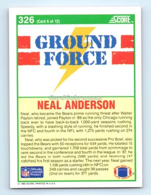 1990 Score #326 Neal Anderson Chicago Bears