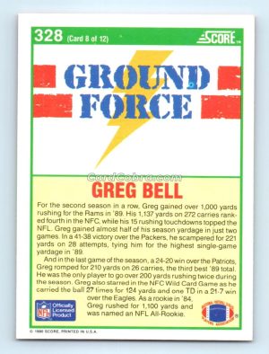 1990 Score #328 Greg Bell Los Angeles Rams