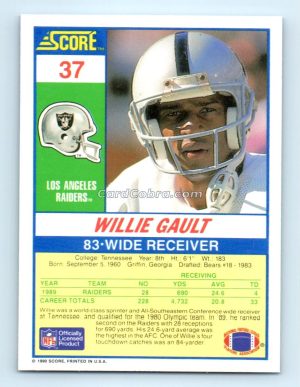 1990 Score #37 Willie Gault Los Angeles Raiders