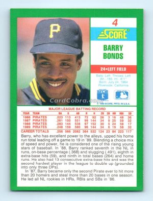 1990 Score #4 Barry Bonds Pittsburgh Pirates