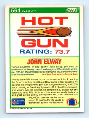 1990 Score #564 John Elway Denver Broncos