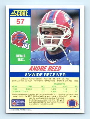 1990 Score #57 Andre Reed Buffalo Bills