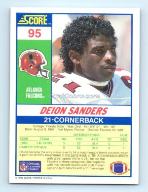 1990 Score #95 Deion Sanders Atlanta Falcons