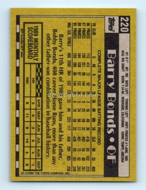 1990 Topps #220 Barry Bonds Pittsburgh Pirates