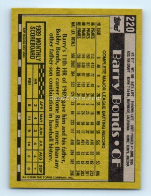 1990 Topps #220 Barry Bonds Pittsburgh Pirates