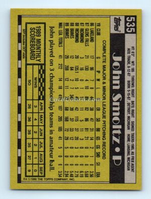 1990 Topps #535 John Smoltz Atlanta Braves