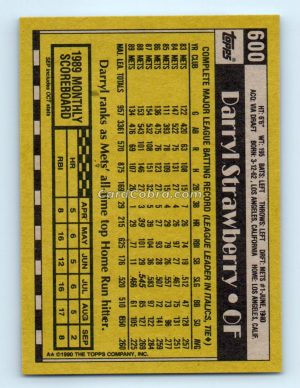 1990 Topps #600 Darryl Strawberry New York Mets