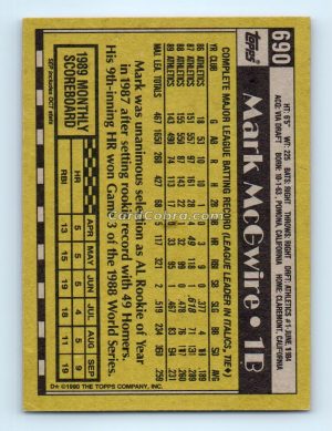 1990 Topps #690 Mark McGwire Oakland Athletics