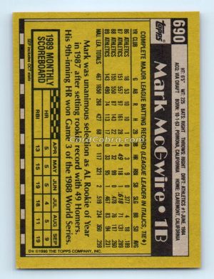 1990 Topps #690 Mark McGwire Oakland Athletics