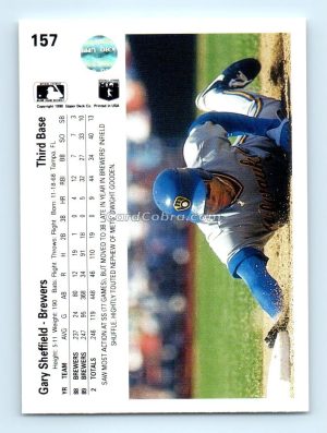 1990 Upper Deck #157 Gary Sheffield Milwaukee Brewers