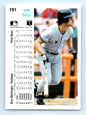 1990 Upper Deck #191 Don Mattingly New York Yankees