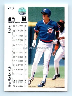 1990 Upper Deck #213 Greg Maddux Chicago Cubs