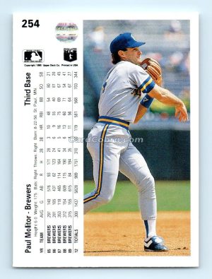 1990 Upper Deck #254 Paul Molitor Milwaukee Brewers