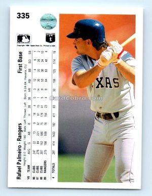 1990 Upper Deck #335 Rafael Palmeiro Texas Rangers