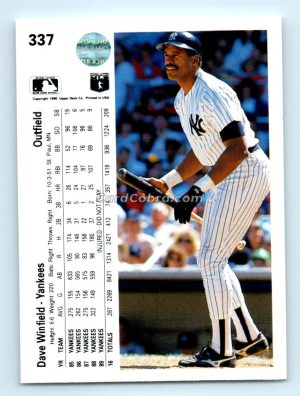 1990 Upper Deck #337 Dave Winfield New York Yankees