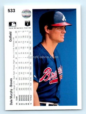 1990 Upper Deck #533 Dale Murphy Atlanta Braves