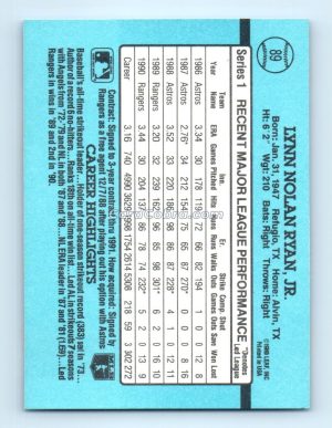 1991 Donruss #89 Nolan Ryan Misprint Texas Rangers