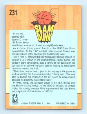 1991 Fleer #231 Shawn Kemp Seattle SuperSonics