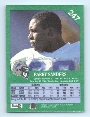 1991 Fleer #247 Barry Sanders Detroit Lions