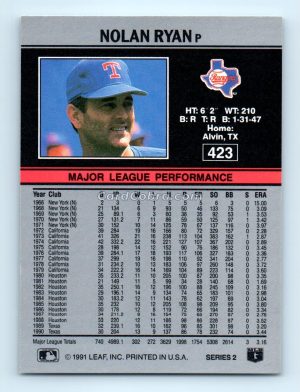 1991 Leaf #423 Nolan Ryan Texas Rangers