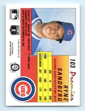 1991 O-Pee-Chee Premier #103 Ryne Sandberg Chicago Cubs