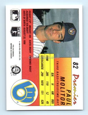 1991 O-Pee-Chee Premier #82 Paul Molitor Milwaukee Brewers