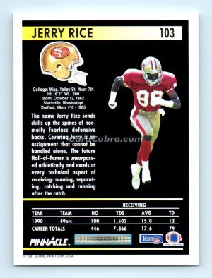 1991 Pinnacle #103 Jerry Rice San Francisco 49ers