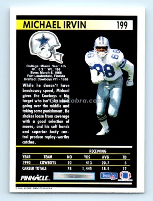 1991 Pinnacle #199 Michael Irvin Dallas Cowboys