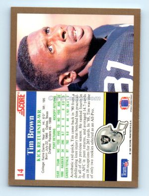 1991 Score #14 Tim Brown Los Angeles Raiders