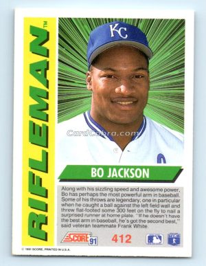 1991 Score #412 Bo Jackson Kansas City Royals