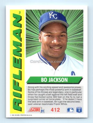 1991 Score #412 Bo Jackson Kansas City Royals