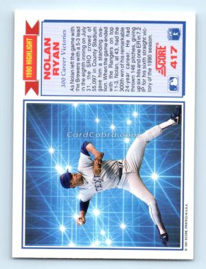 1991 Score #417 Nolan Ryan Texas Rangers