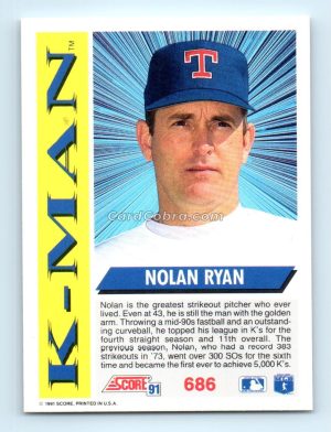 1991 Score #686 Nolan Ryan Texas Rangers