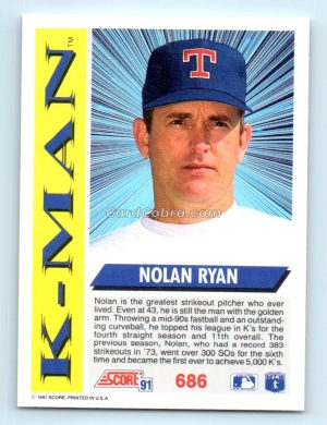 1991 Score #686 Nolan Ryan Texas Rangers