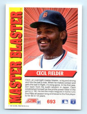 1991 Score #693 Cecil Fielder Detroit Tigers