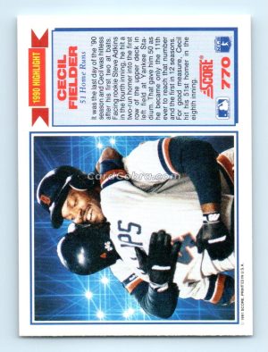 1991 Score #770 Cecil Fielder Detroit Tigers