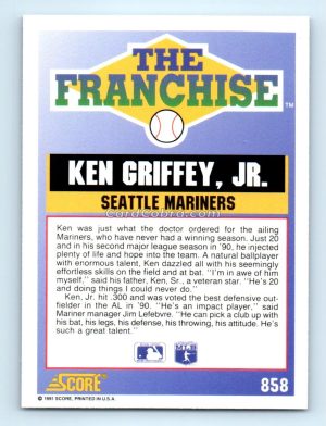 1991 Score #858 Ken Griffey Jr. Seattle Mariners