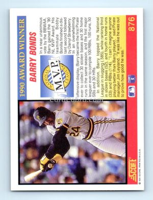 1991 Score #876 Barry Bonds Pittsburgh Pirates