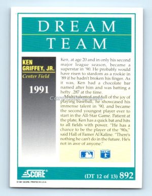 1991 Score #892 Ken Griffey Jr. Seattle Mariners