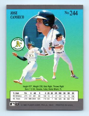 1991 Ultra #244 Jose Canseco Oakland Athletics