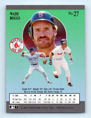 1991 Ultra #27 Wade Boggs Boston Red Sox