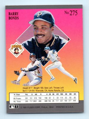 1991 Ultra #275 Barry Bonds Pittsburgh Pirates