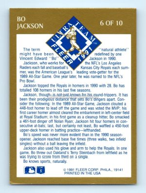 1991 Ultra Team #6 Bo Jackson Kansas City Royals