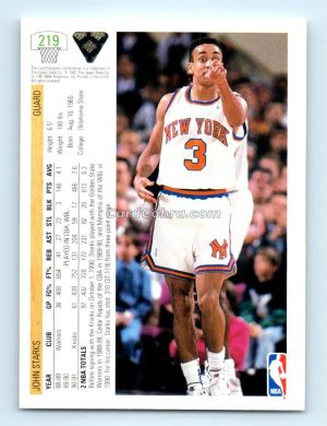 1991 Upper Deck #219 John Starks New York Knicks