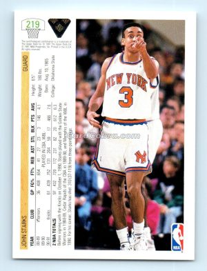 1991 Upper Deck #219 John Starks New York Knicks Rookie Card