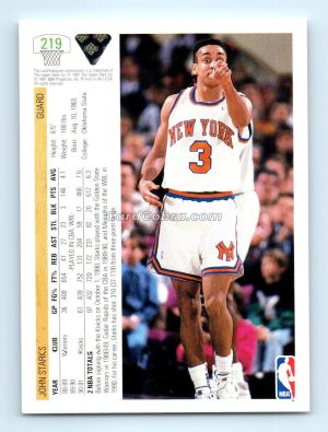 1991 Upper Deck #219 John Starks New York Knicks Rookie Card