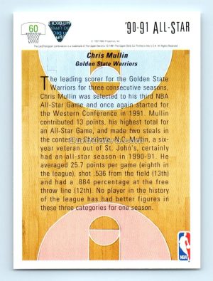 1991 Upper Deck #60 Chris Mullin Golden State Warriors